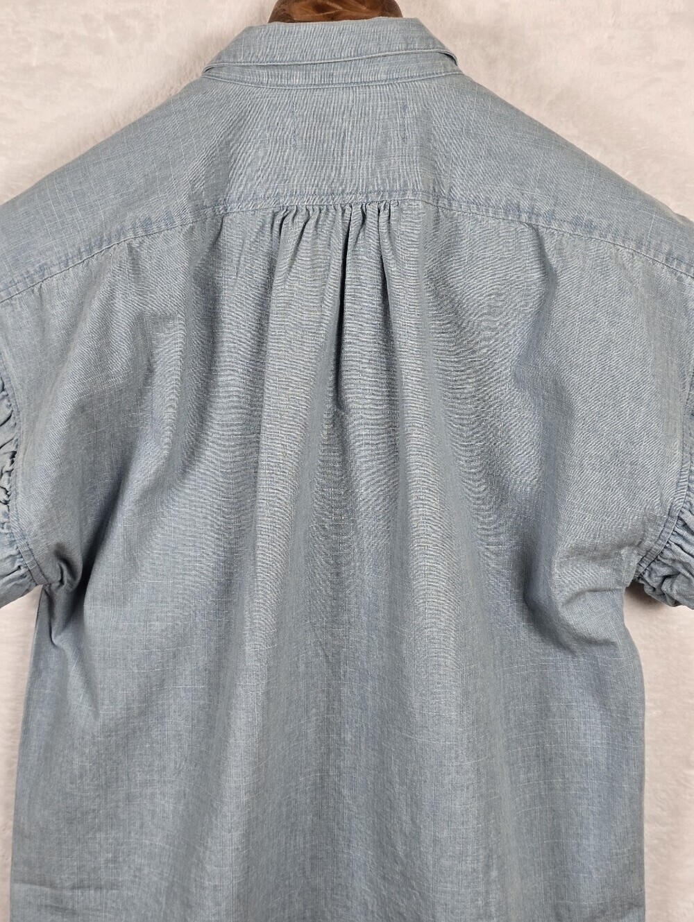 Trovata Birds of Paradis Marianne B Chambray Ruffle Sleeve Shirt S Button Down - Picture 9 of 15